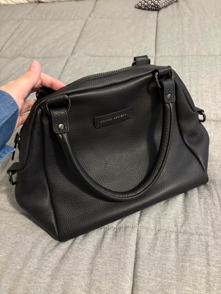 Status Anxiety Black Pebbled Satchel Handbag Like New ! Never Worn!